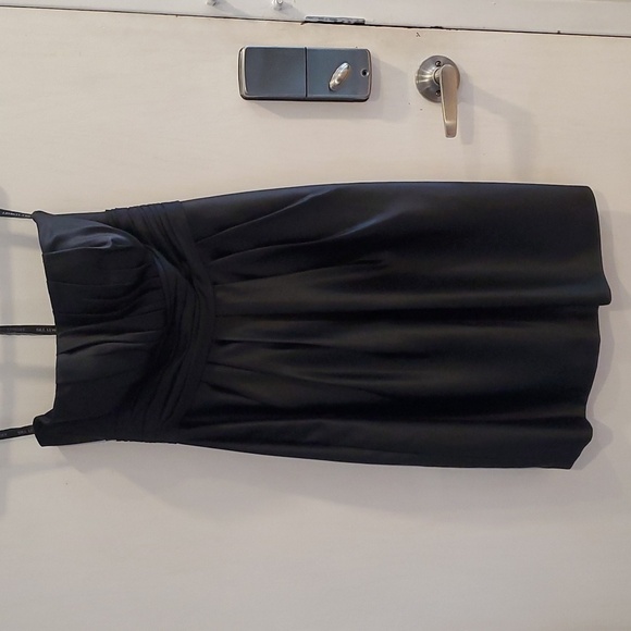 Bill Levkoff Black Satin Strapless Cocktail Dress 10 - Picture 4 of 6